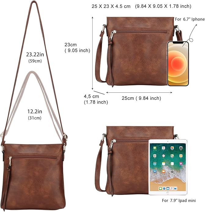 Conjunto de Bolsos de Piel · 3 Piezas: Bolso, Bandolera y Neceser