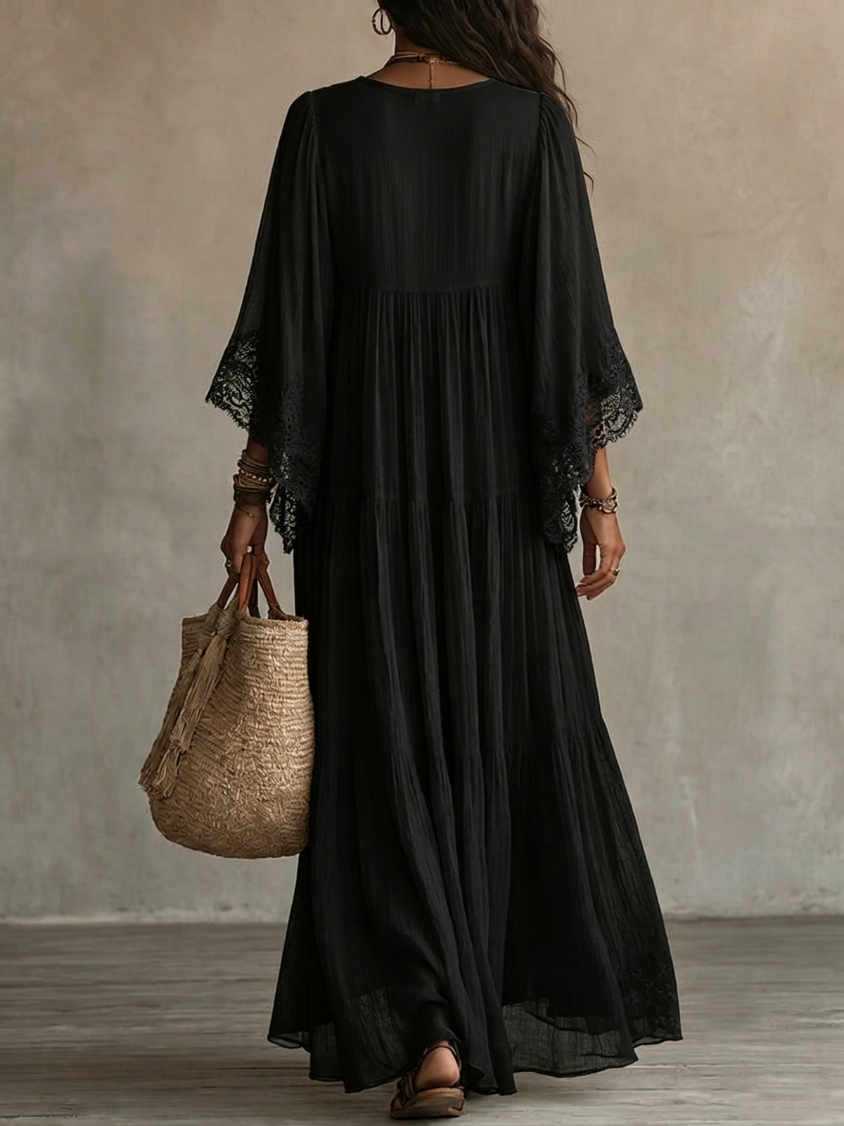Vestido Ravenna maxi con mangas murciélago