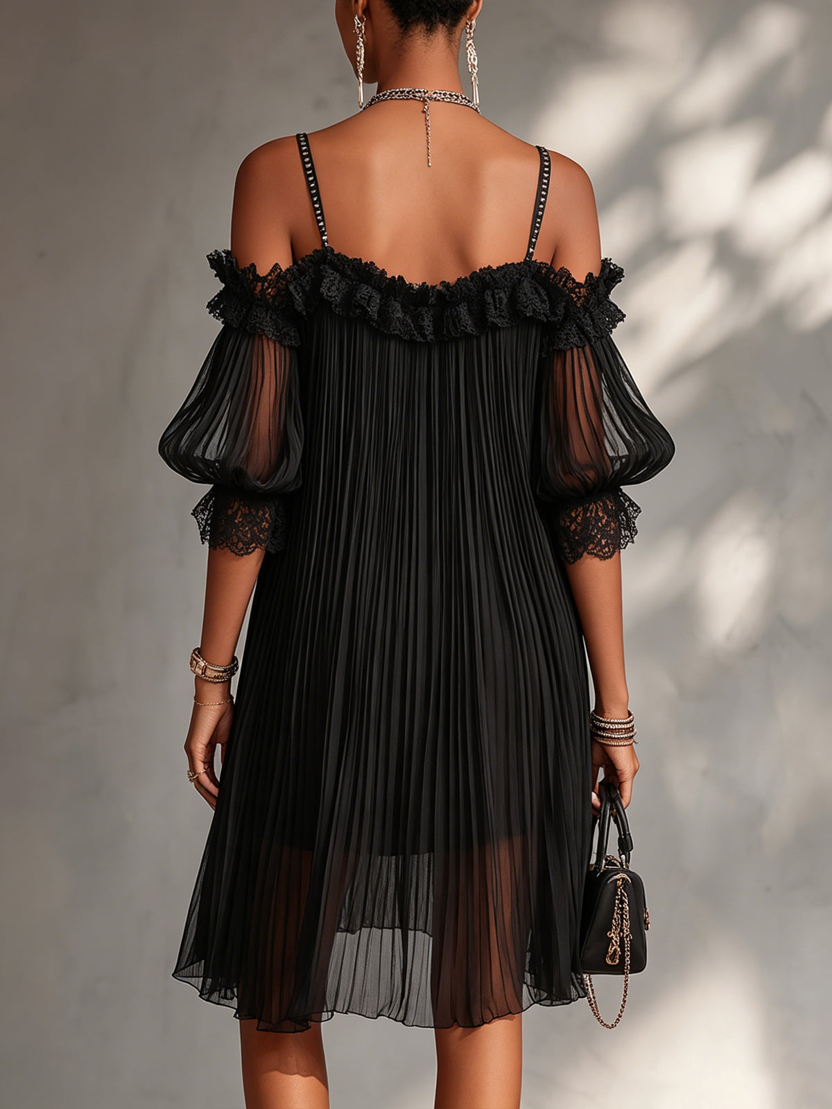 Vittoria | Off-Shoulder Lace Trim Mini Dress