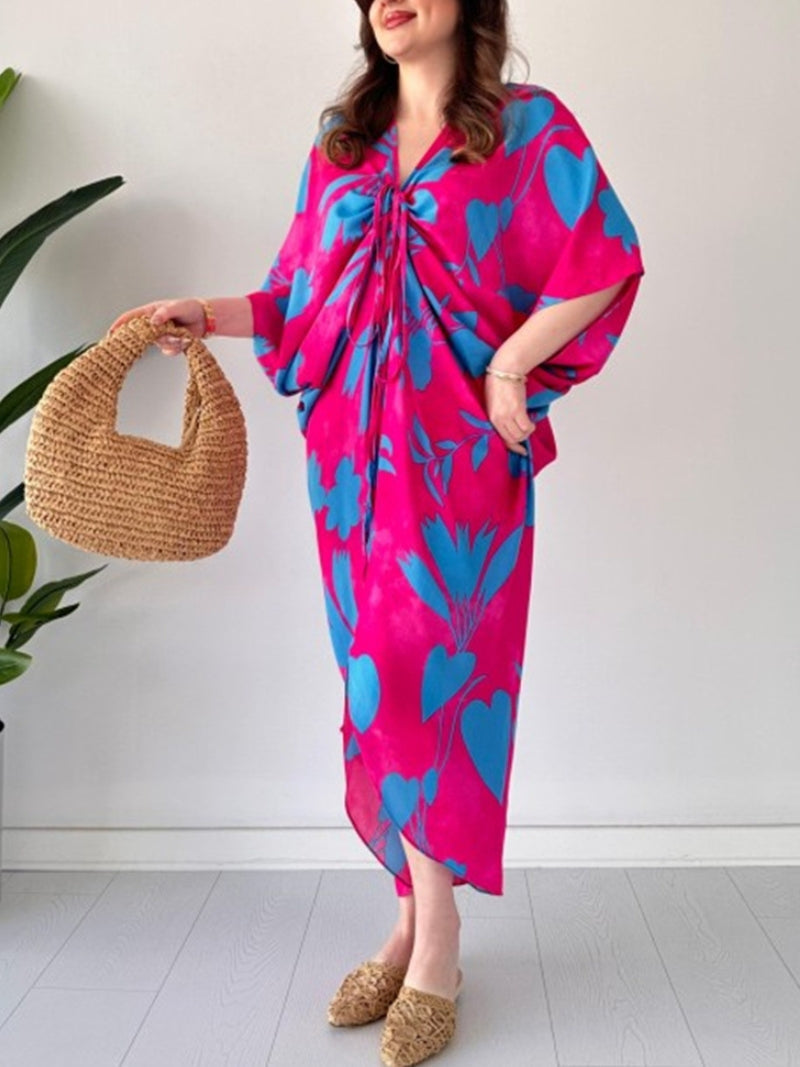 Wren | Printed Bat Sleeve Dress