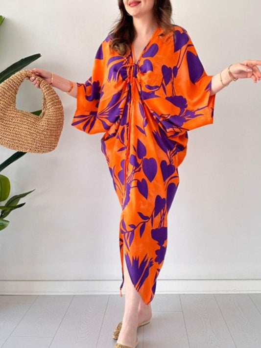 Wren | Printed Bat Sleeve Dress