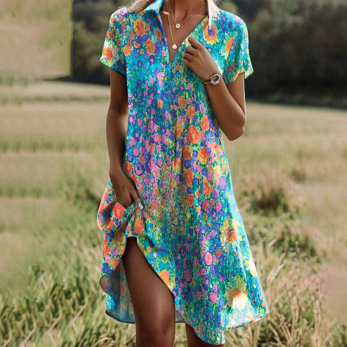Elara | Butterfly-Sleeve Summer Dress