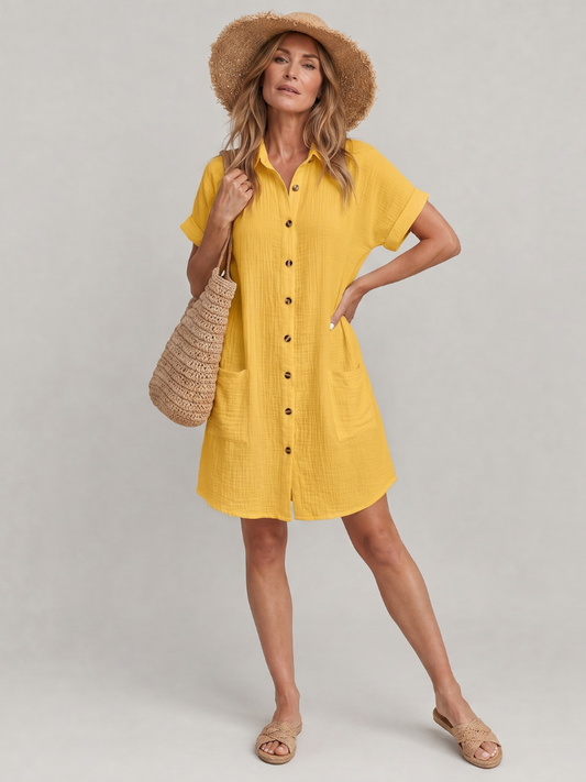 The Lena | Short Sleeve Pocket Knee-Length Dress