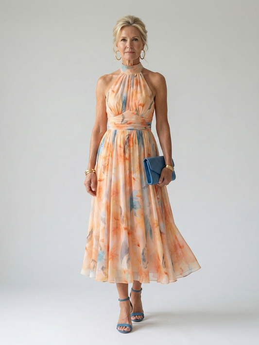 The Elise | Soft Halter Midi Dress