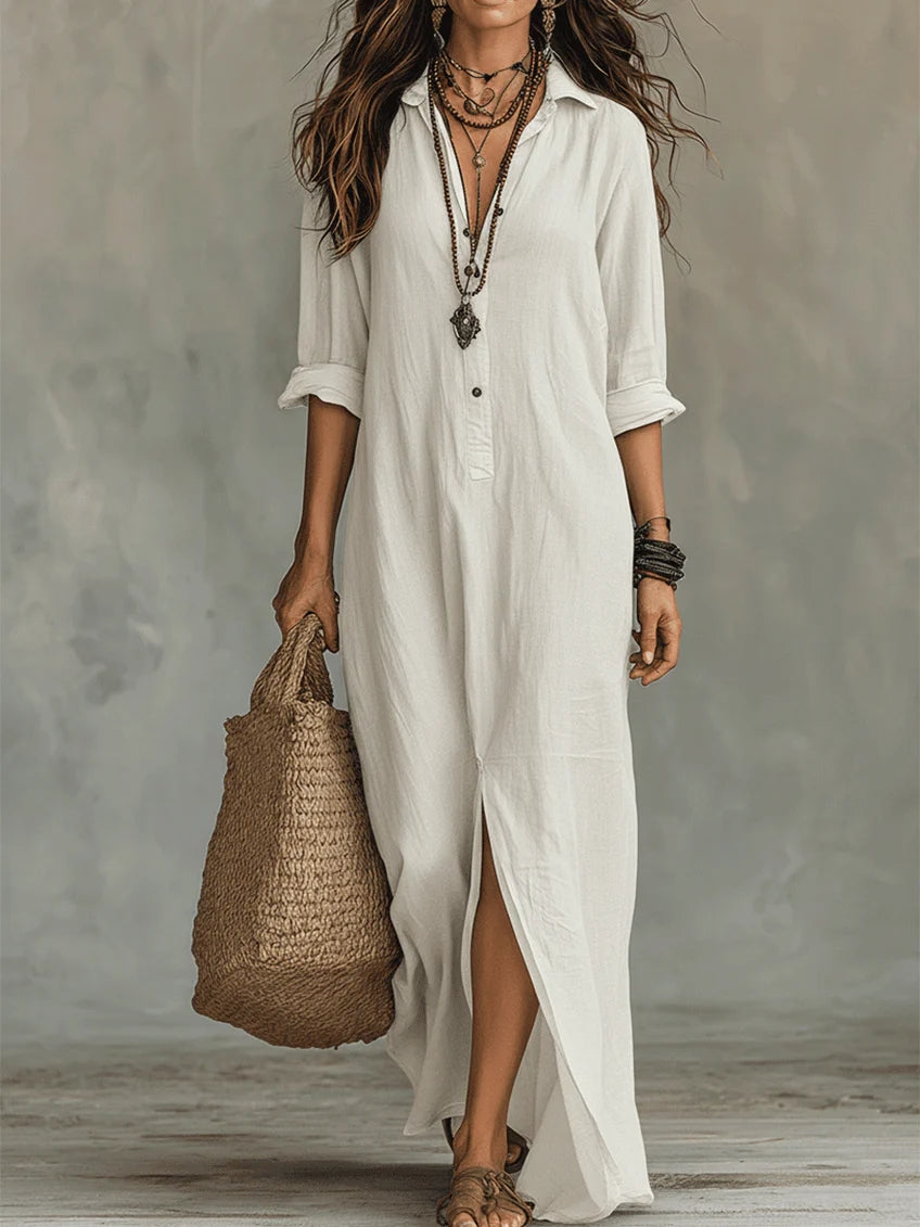 The Solene | Oversized Button Maxi Dress