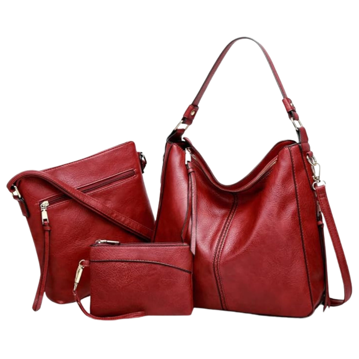 Conjunto de Bolsos de Piel · 3 Piezas: Bolso, Bandolera y Neceser