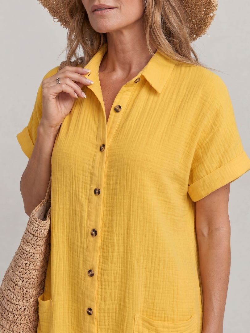 Vestido Lena camisero con bolsillos, corto