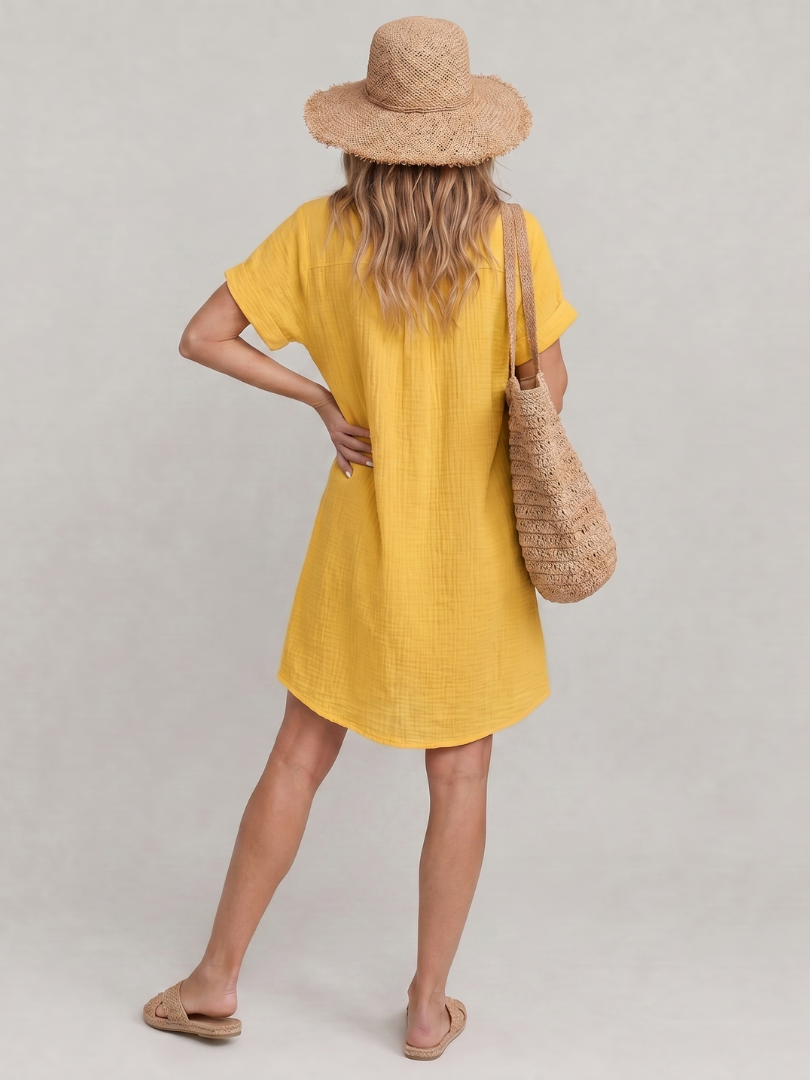 Vestido Lena camisero con bolsillos, corto