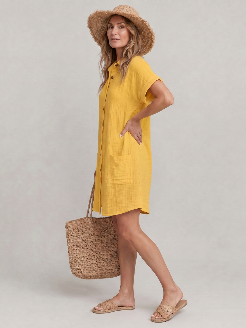Vestido Lena camisero con bolsillos, corto