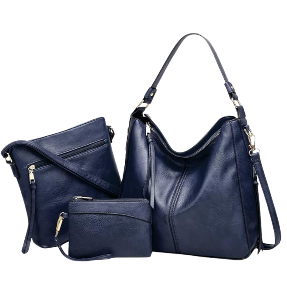 Conjunto de Bolsos de Piel · 3 Piezas: Bolso, Bandolera y Neceser