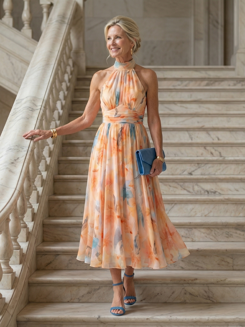 The Elise | Soft Halter Midi Dress