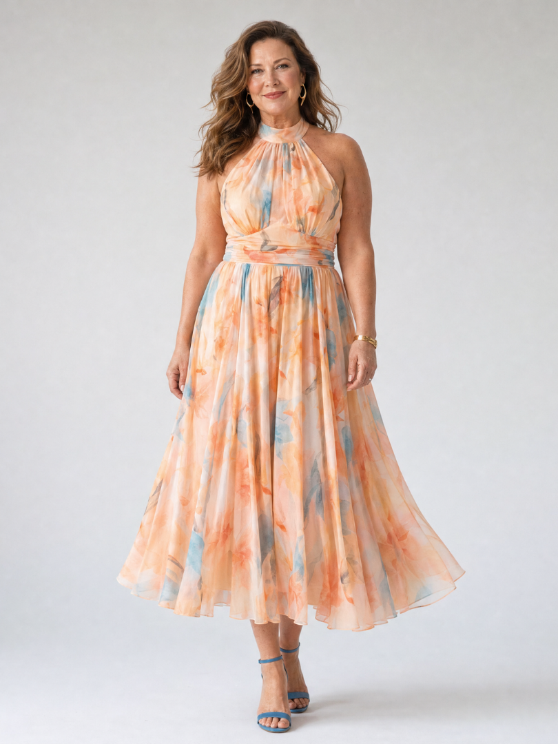 The Elise | Soft Halter Midi Dress