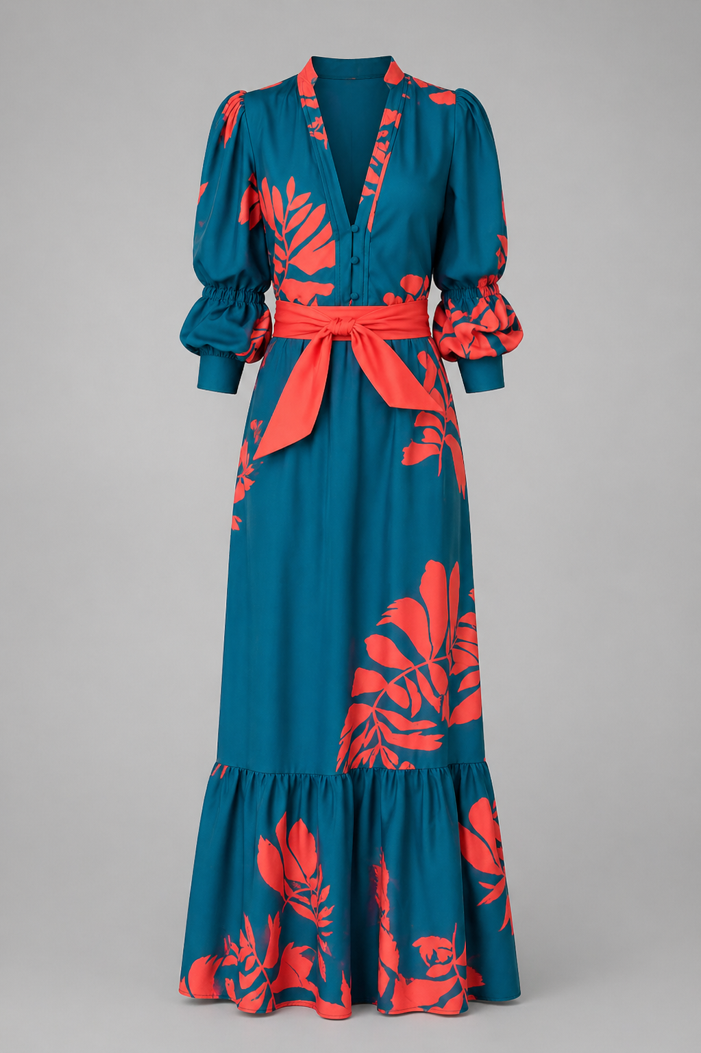 The Demi | Tropical Print Wrapped Maxi Dress