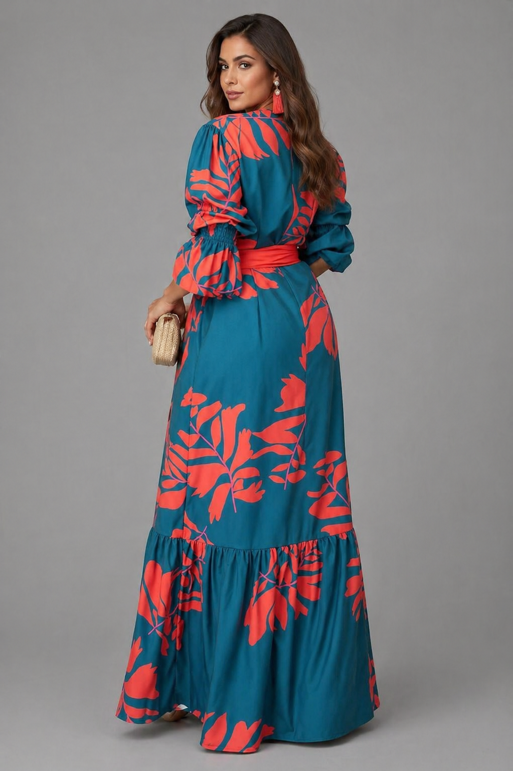 The Demi | Tropical Print Wrapped Maxi Dress
