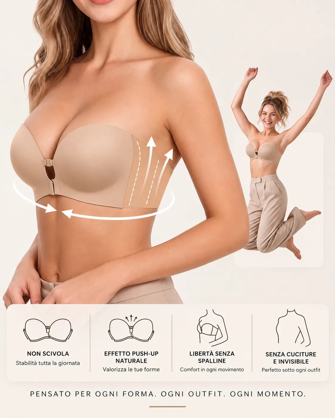 Sujetador invisible push-up antideslizante