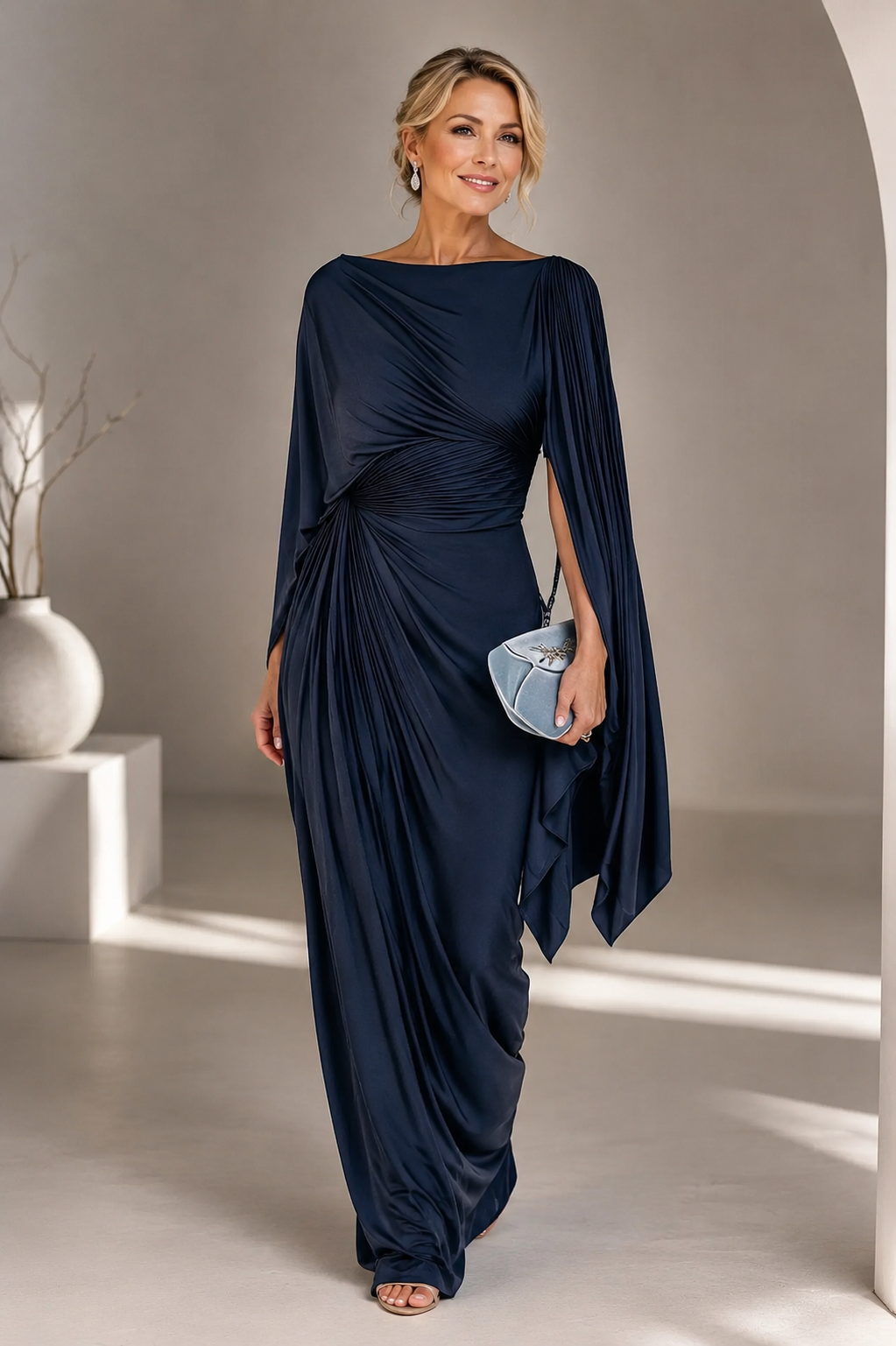 The Alyssa | Pleated Drape Maxi Dress