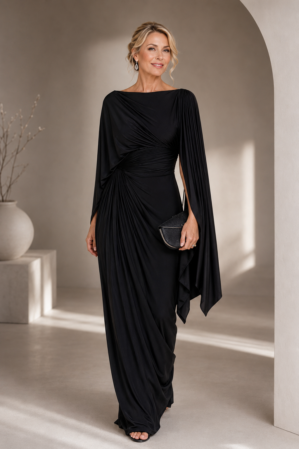 The Alyssa | Pleated Drape Maxi Dress