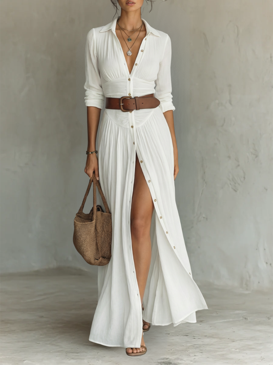 The Palmera | Notched Collar Maxi Dress