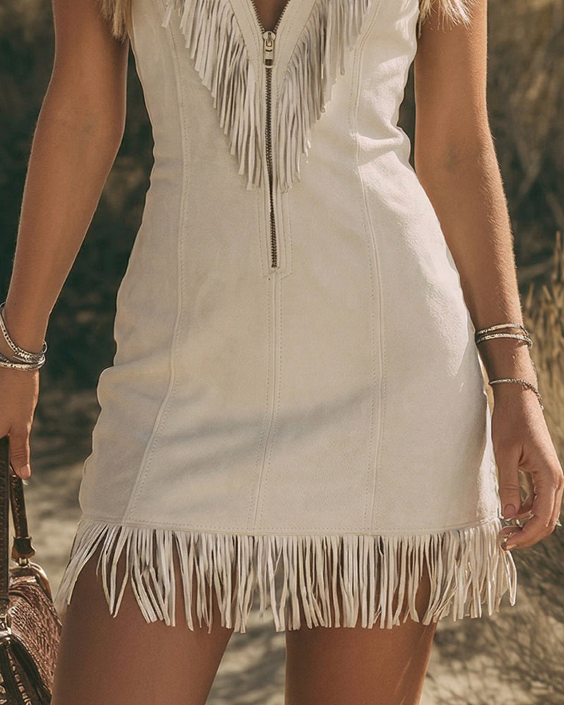 The Sedona | Tassel V-Neck Sleeveless Dress