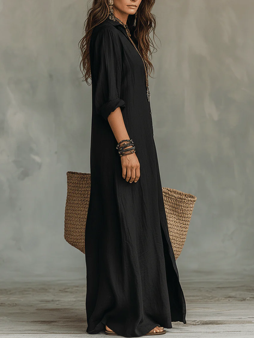 The Solene | Oversized Button Maxi Dress