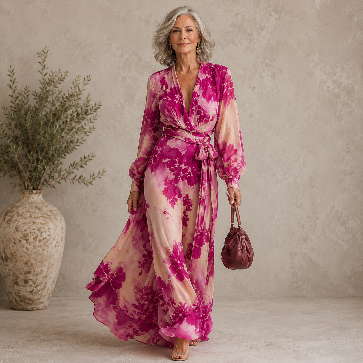 Juliesse | Belted Floral Maxi Dress