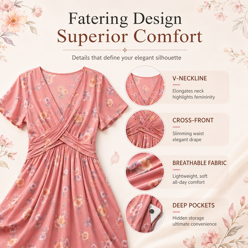 👗🔥 ¡OFERTA DEL 50% DE DESCUENTO! Vestido floral para mujer con escote en V – Elegante, favorecedor y perfecto para cualquier ocasión ✨