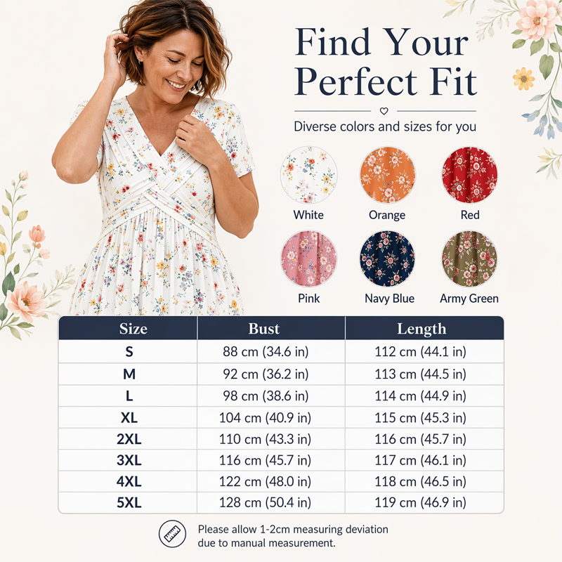 👗🔥 ¡OFERTA DEL 50% DE DESCUENTO! Vestido floral para mujer con escote en V – Elegante, favorecedor y perfecto para cualquier ocasión ✨