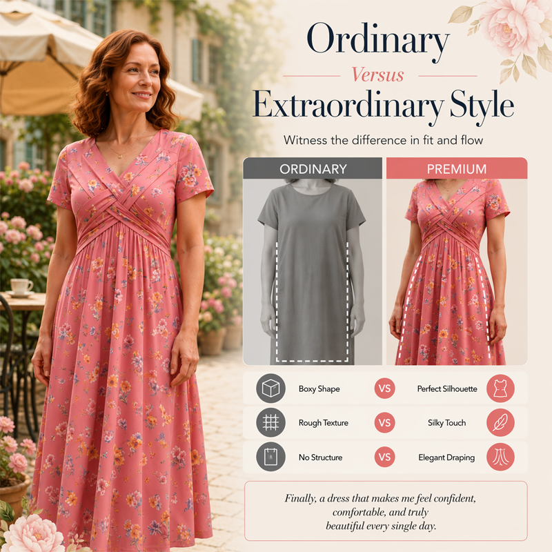 👗🔥 ¡OFERTA DEL 50% DE DESCUENTO! Vestido floral para mujer con escote en V – Elegante, favorecedor y perfecto para cualquier ocasión ✨