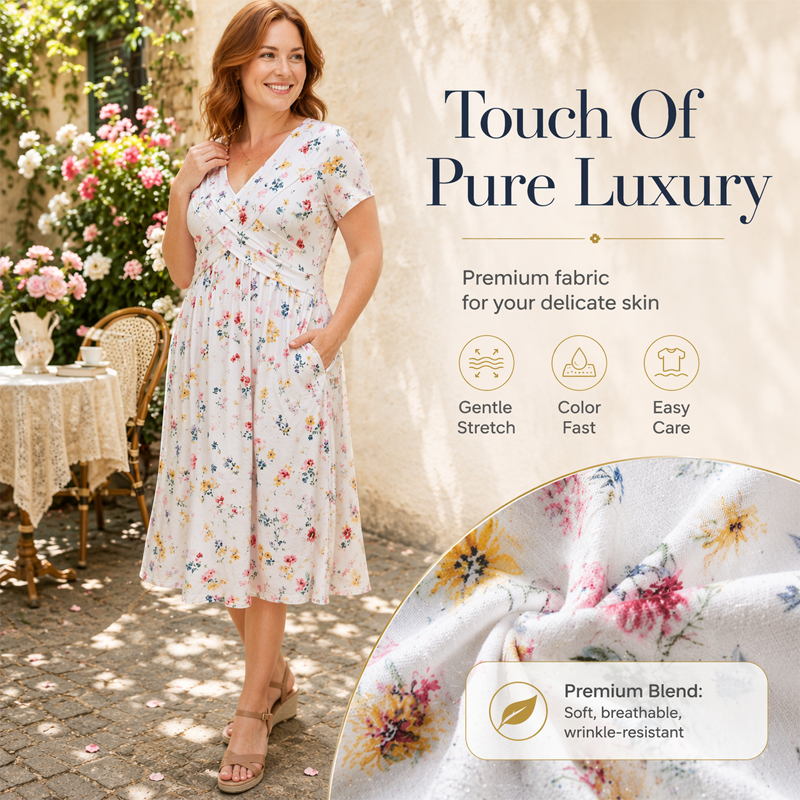 👗🔥 ¡OFERTA DEL 50% DE DESCUENTO! Vestido floral para mujer con escote en V – Elegante, favorecedor y perfecto para cualquier ocasión ✨