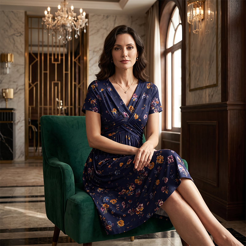 👗🔥 ¡OFERTA DEL 50% DE DESCUENTO! Vestido floral para mujer con escote en V – Elegante, favorecedor y perfecto para cualquier ocasión ✨