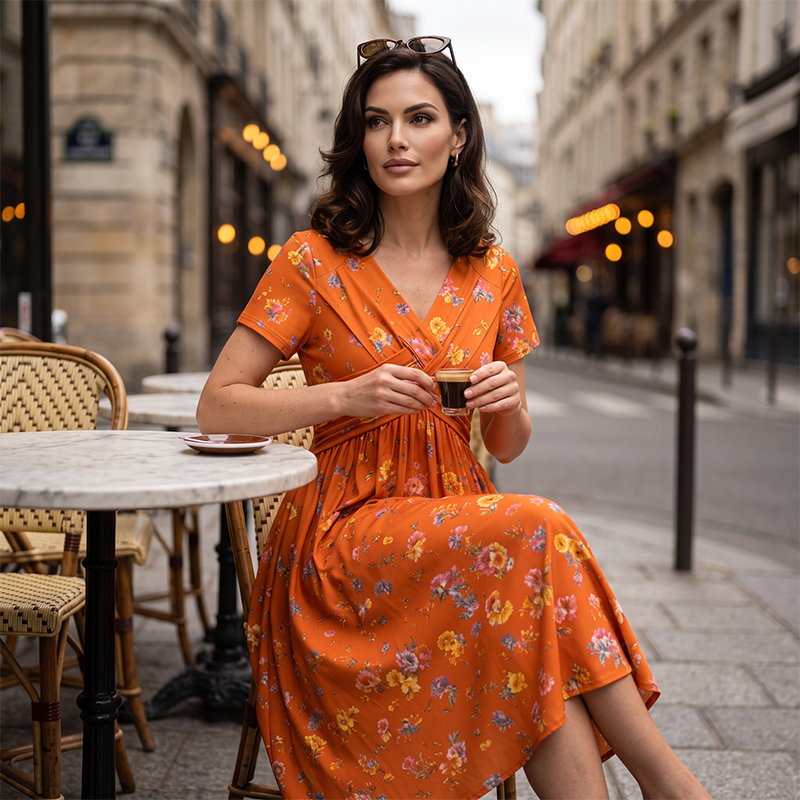 👗🔥 ¡OFERTA DEL 50% DE DESCUENTO! Vestido floral para mujer con escote en V – Elegante, favorecedor y perfecto para cualquier ocasión ✨