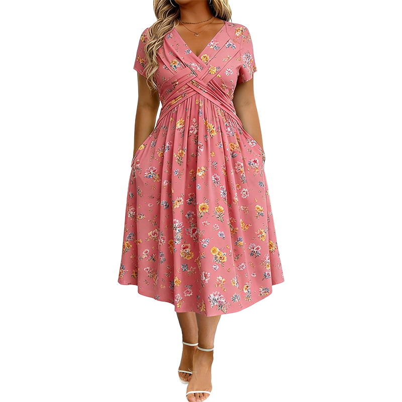 👗🔥 ¡OFERTA DEL 50% DE DESCUENTO! Vestido floral para mujer con escote en V – Elegante, favorecedor y perfecto para cualquier ocasión ✨