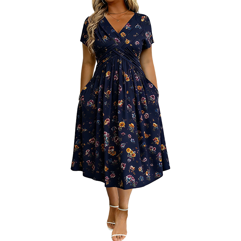 👗🔥 ¡OFERTA DEL 50% DE DESCUENTO! Vestido floral para mujer con escote en V – Elegante, favorecedor y perfecto para cualquier ocasión ✨