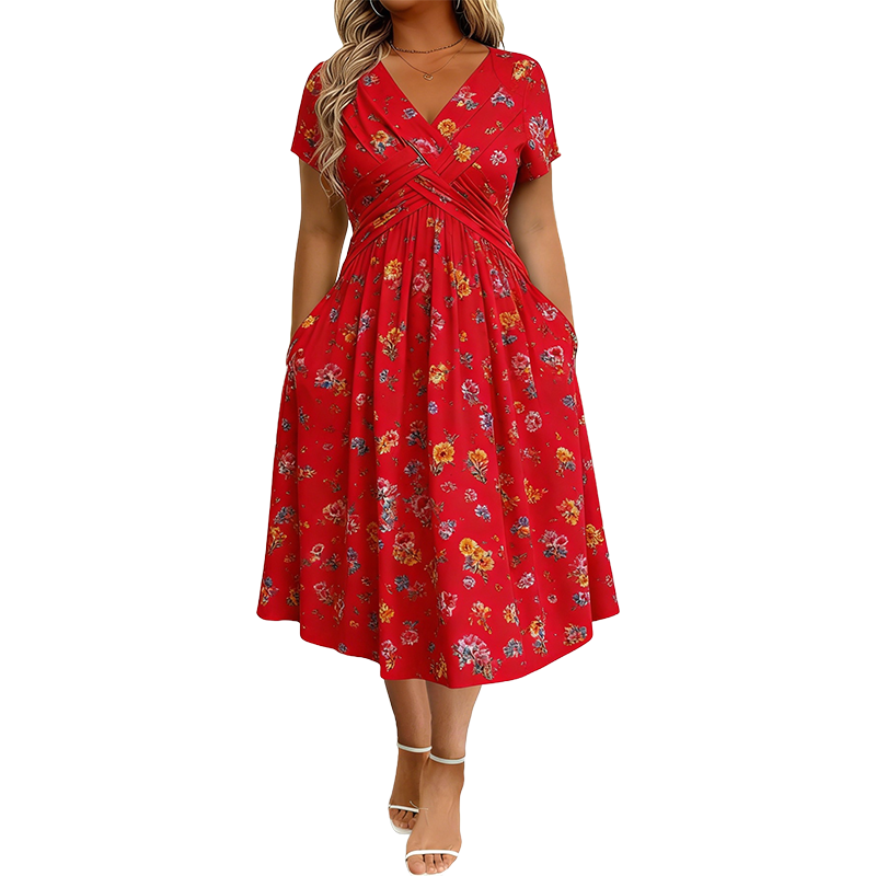 👗🔥 ¡OFERTA DEL 50% DE DESCUENTO! Vestido floral para mujer con escote en V – Elegante, favorecedor y perfecto para cualquier ocasión ✨